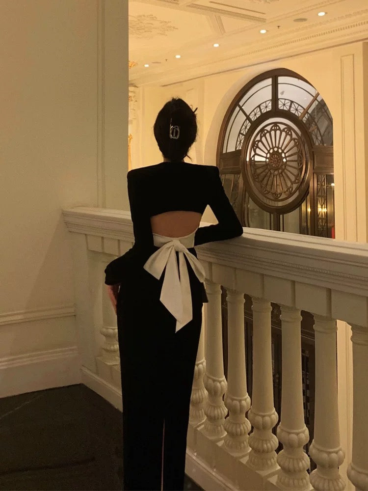 Gorgeous Sheath Strapless Long Sleeves Black Date Night Dress Prom Dresses Birthday Outfit