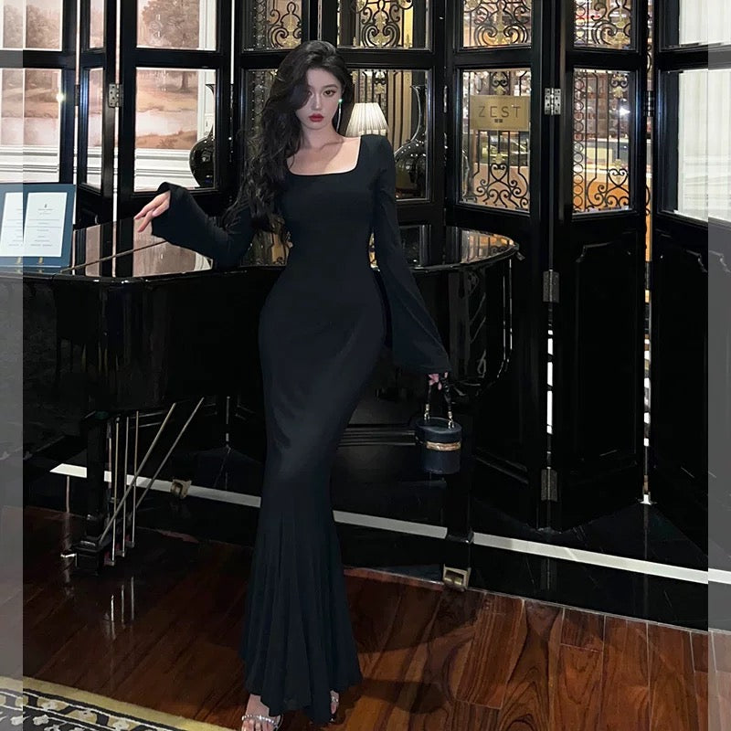 Gorgeous Sheath Square Neckline Date Night Dress Black Prom Dresses Party Dress Birthday Outfits