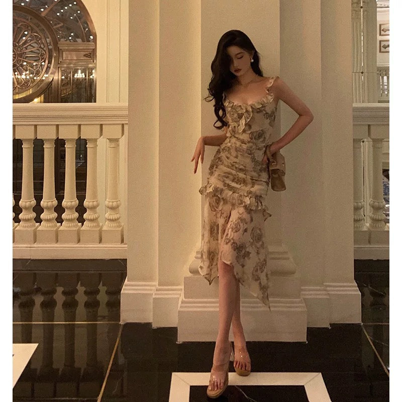 Gorgeous Sheath Straps Date Night Dress Floral Prom Dresses Party Dress Birthday Outfits