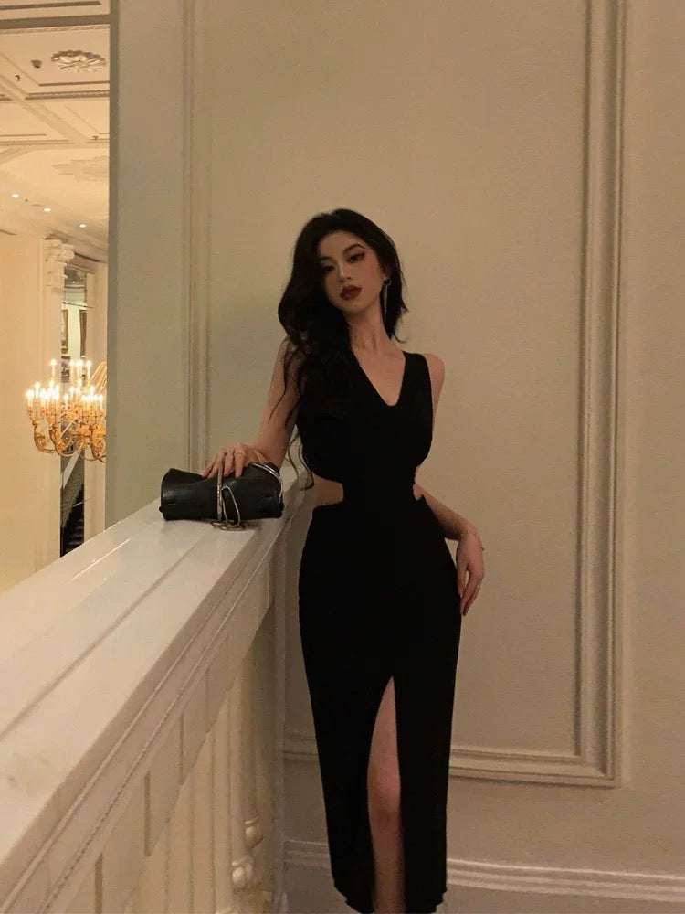 Gorgeous Sheath V Neckline Date Night Dress Black Prom Dresses Party Dress Birthday Outfits