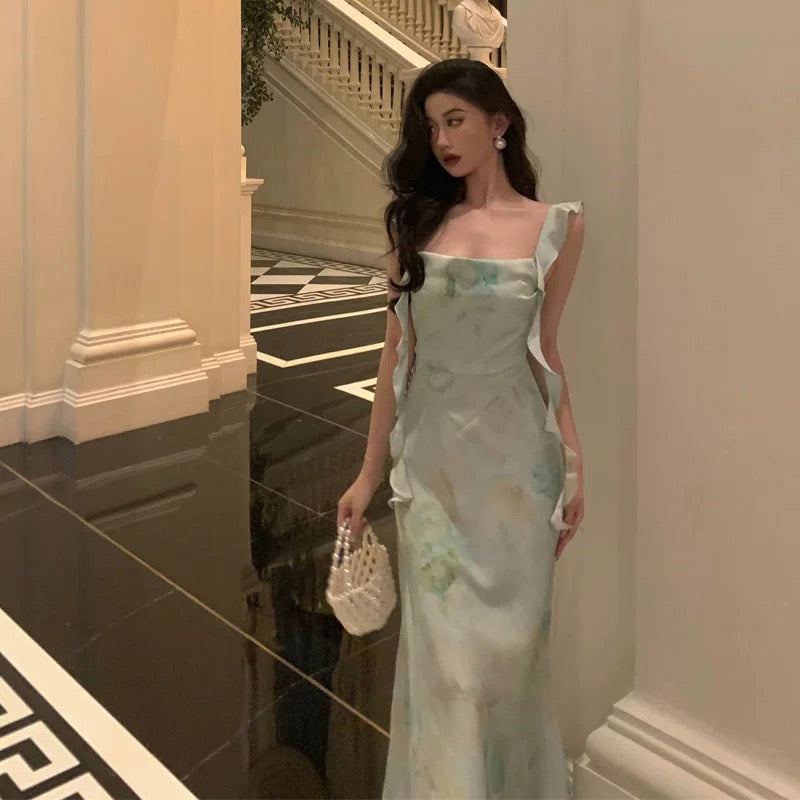 Gorgeous A Line Straps Mint Green Date Night Dress Prom Dresses With Ruffles Party Dress Birthday Outfits