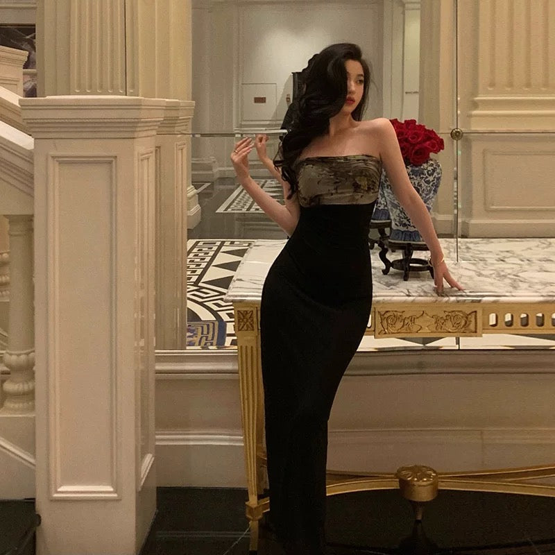 Gorgeous Sheath Strapless Date Night Dress Black Prom Dresses Party Dress Birthday Outfits
