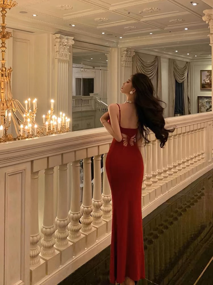 Gorgeous Sheath Spaghetti Straps Red Date Night Dress Prom Dresses Party Dress Birthday Outfits