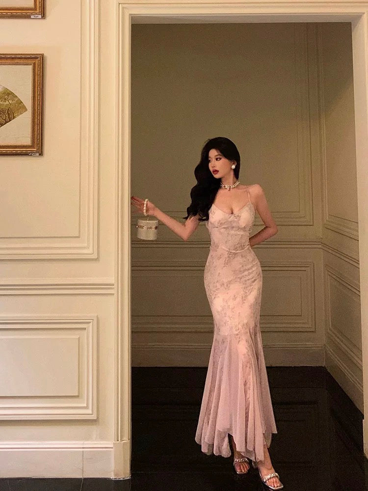 Stunning Mermaid Spaghetti Straps Lace Date Night Dress Prom Dresses Birthday Outfit