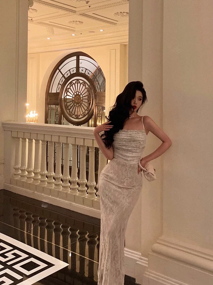 Stunning Sheath Spaghetti Straps Sleeveless Lace Date Night Dress Prom Dresses Birthday Party Outfit