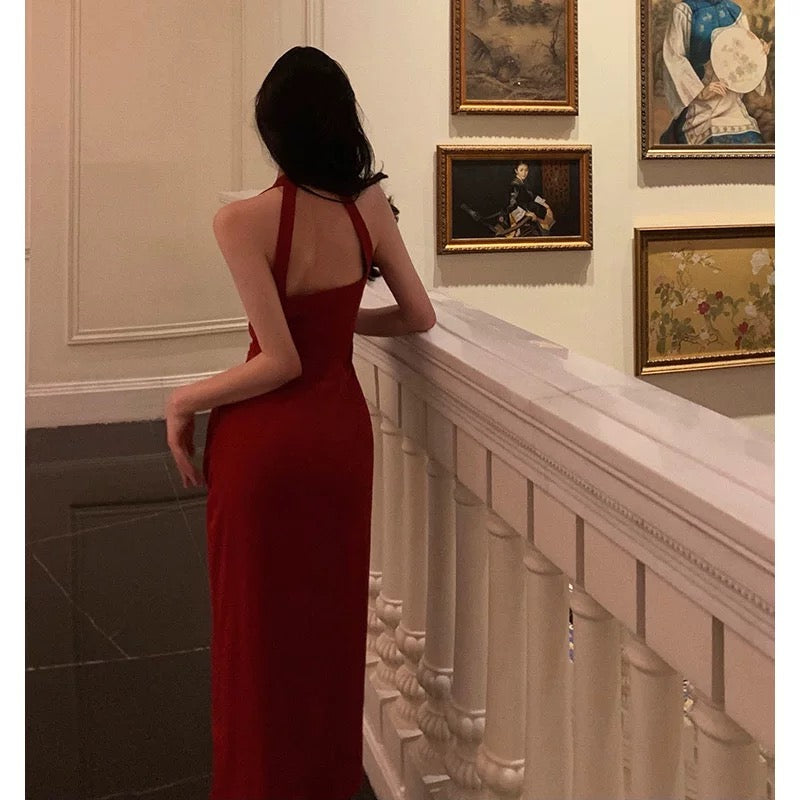 Stunning A line V neckline Sleeveless Red Date Night Dress Prom Dresses Birthday Party Outfit