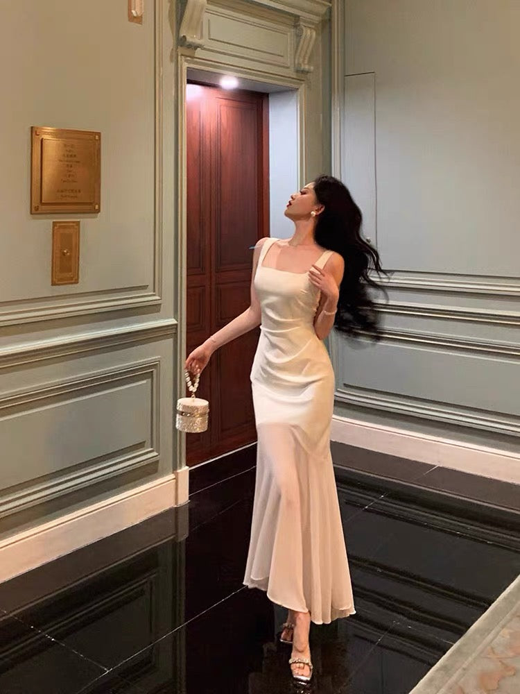 Stunning Mermaid Straps Sleeveless Ivory Date Night Dress Prom Dresses Birthday Party Outfit
