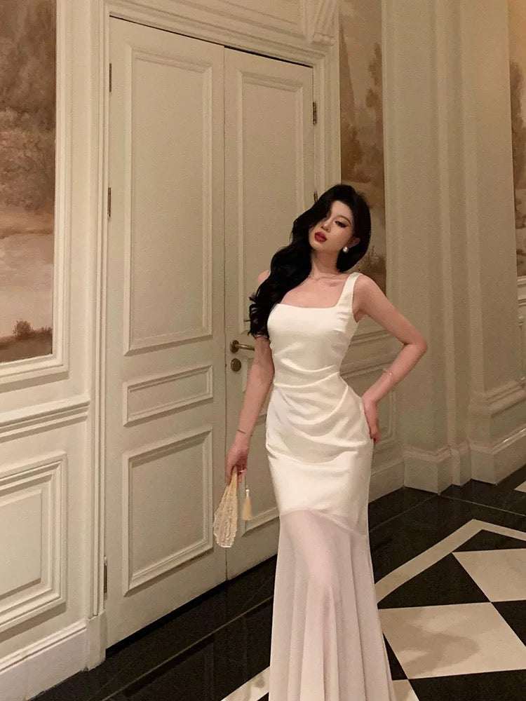 Stunning Mermaid Straps Sleeveless Ivory Date Night Dress Prom Dresses Birthday Party Outfit