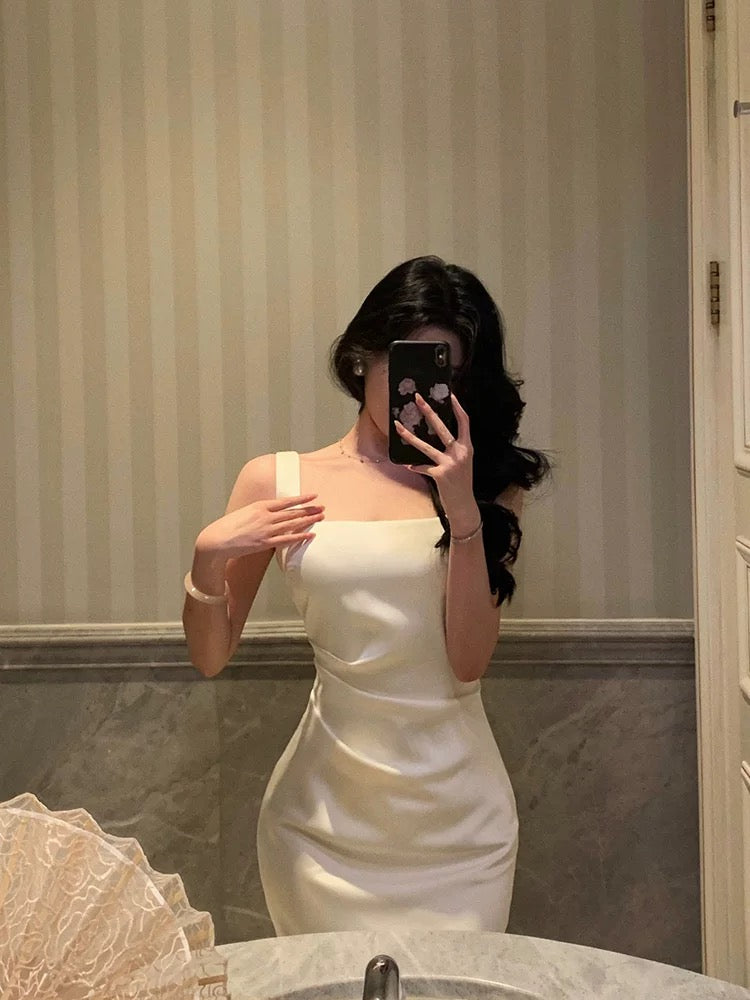 Stunning Mermaid Straps Sleeveless Ivory Date Night Dress Prom Dresses Birthday Party Outfit