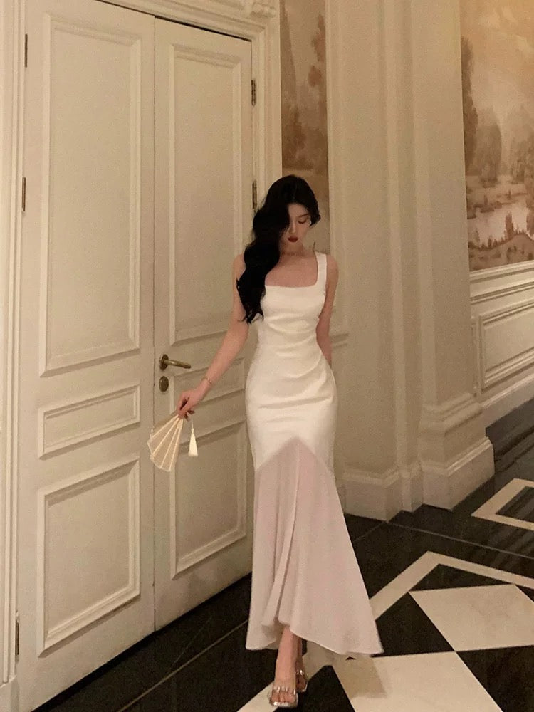 Stunning Mermaid Straps Sleeveless Ivory Date Night Dress Prom Dresses Birthday Party Outfit