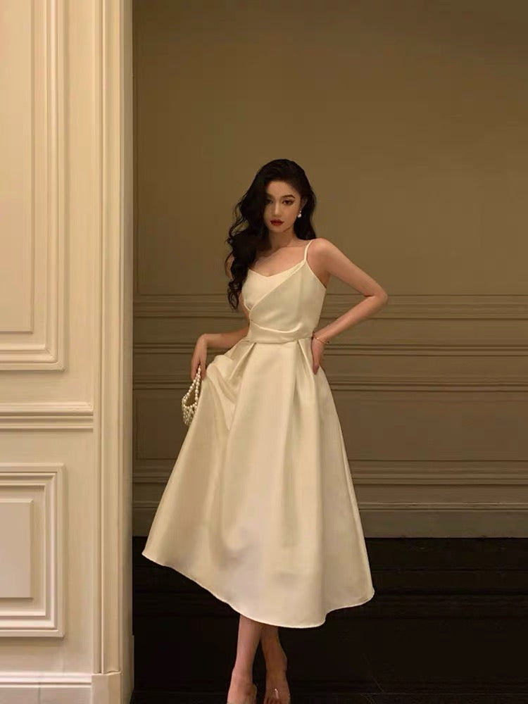 Pretty A line Spaghetti Straps Ivory Date Night Dress Prom Dresses Birthday Party Outfit