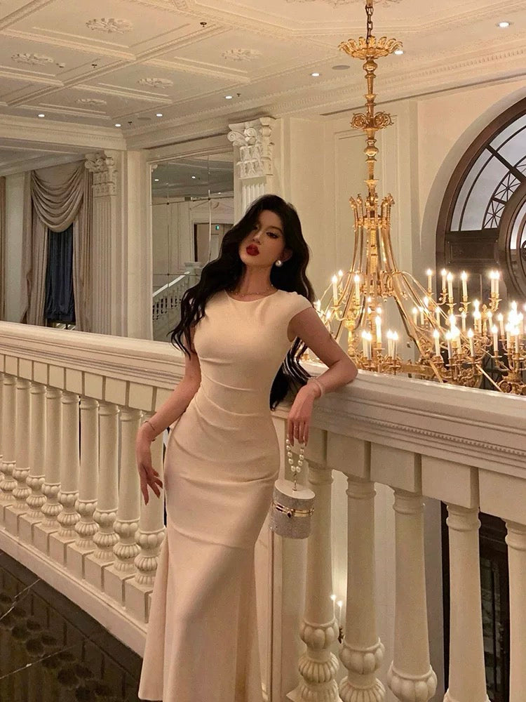 Classy Sheath Scoop Neckline Ivory Prom Dresses Birthday Outfits Evening Gown