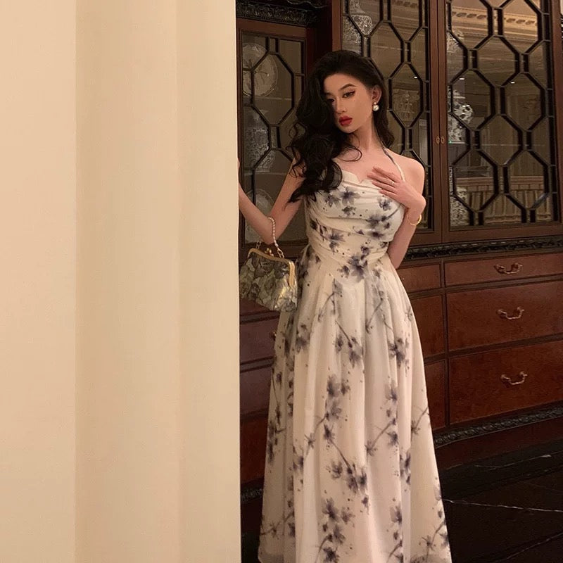 Elegant A Line Halter Floral Prom Dresses Birthday Outfits Evening Gown
