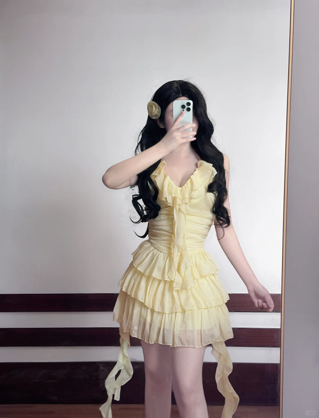 Cute Yellow Halter Chiffon Holiday Dress Mini Party Dress