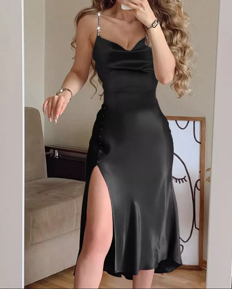 A-Line Sleeveless Party Dresses Simple Formal Dress With Split
