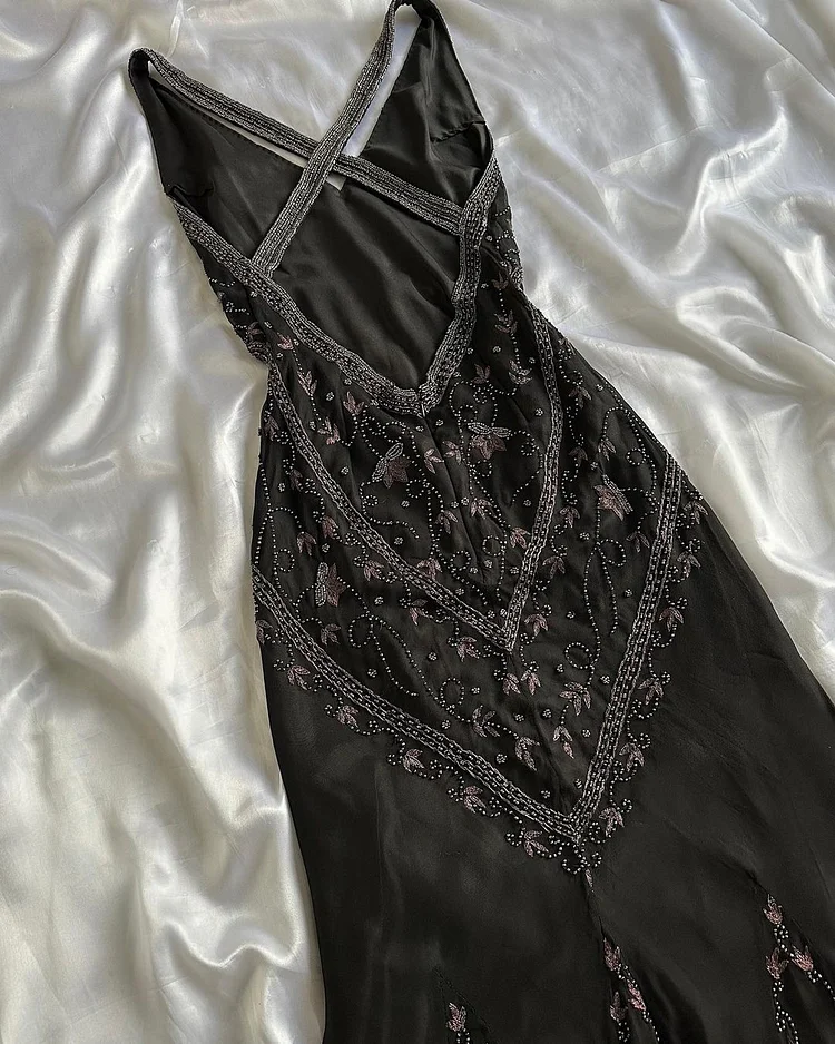 Luxurious Black Mermaid Chiffon Beaded Prom Dress Formal Evening Dress