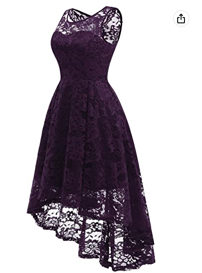 Women's Vintage Floral Lace Sleeveless Hi-Lo Cocktail Formal Swing Dress Party Dress