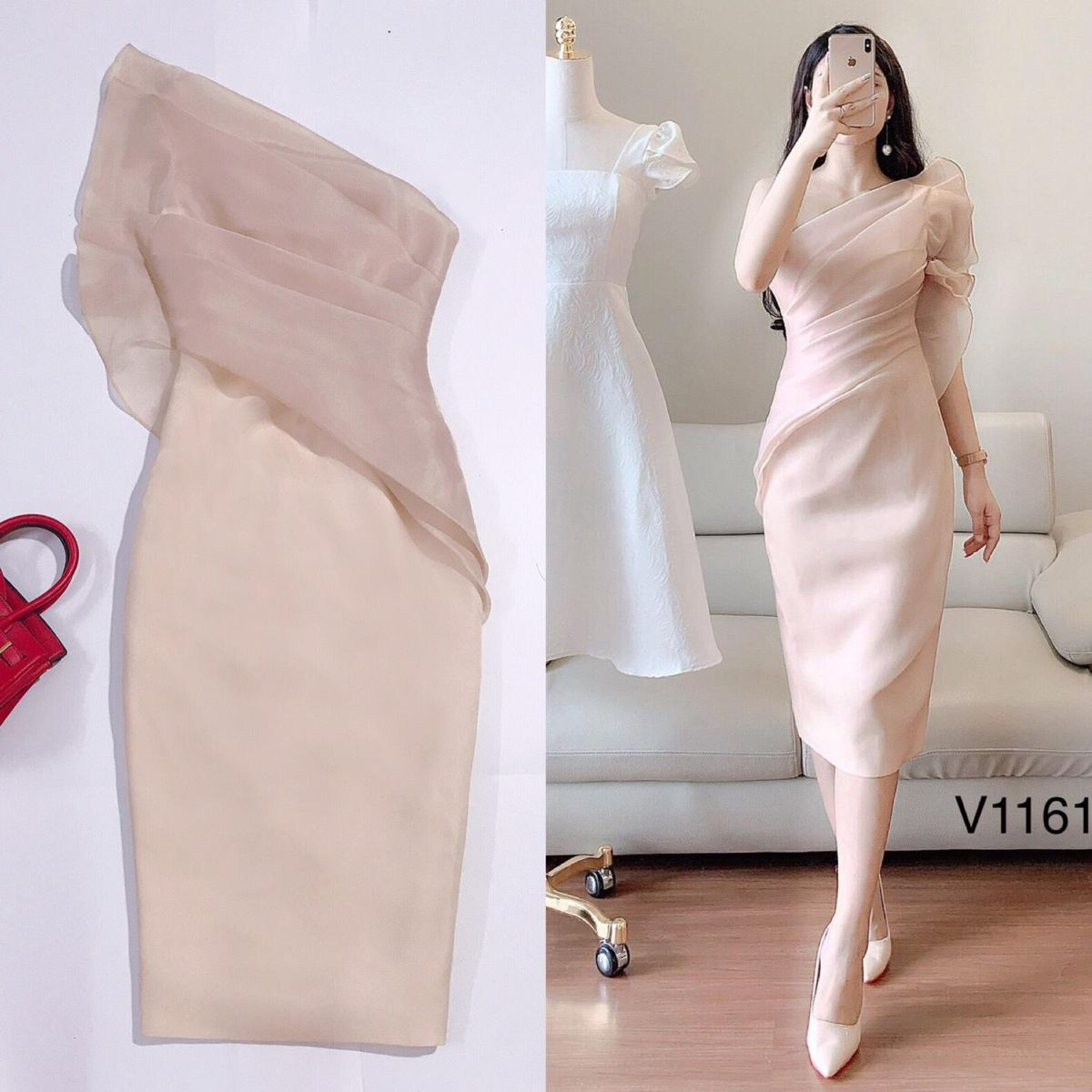 Elegant One Shoulder Pink Sheath Party Dress,Chic Pink Cocktail Dress