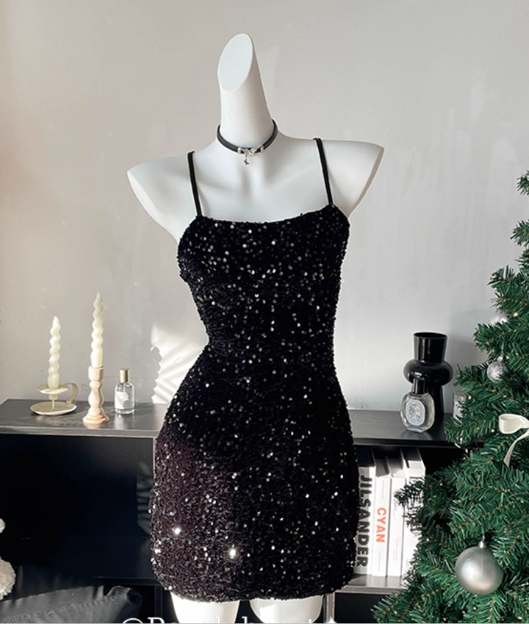Sparkly Halter Sequin Sheath Cocktail Dress Pink Short Party Dress Homecoming Dress