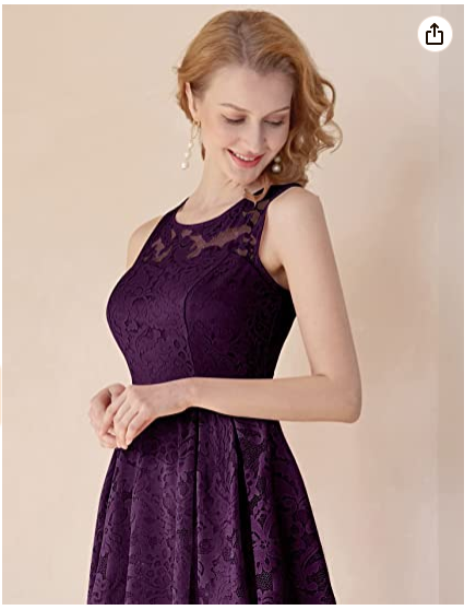Women's Vintage Floral Lace Sleeveless Hi-Lo Cocktail Formal Swing Dress Party Dress