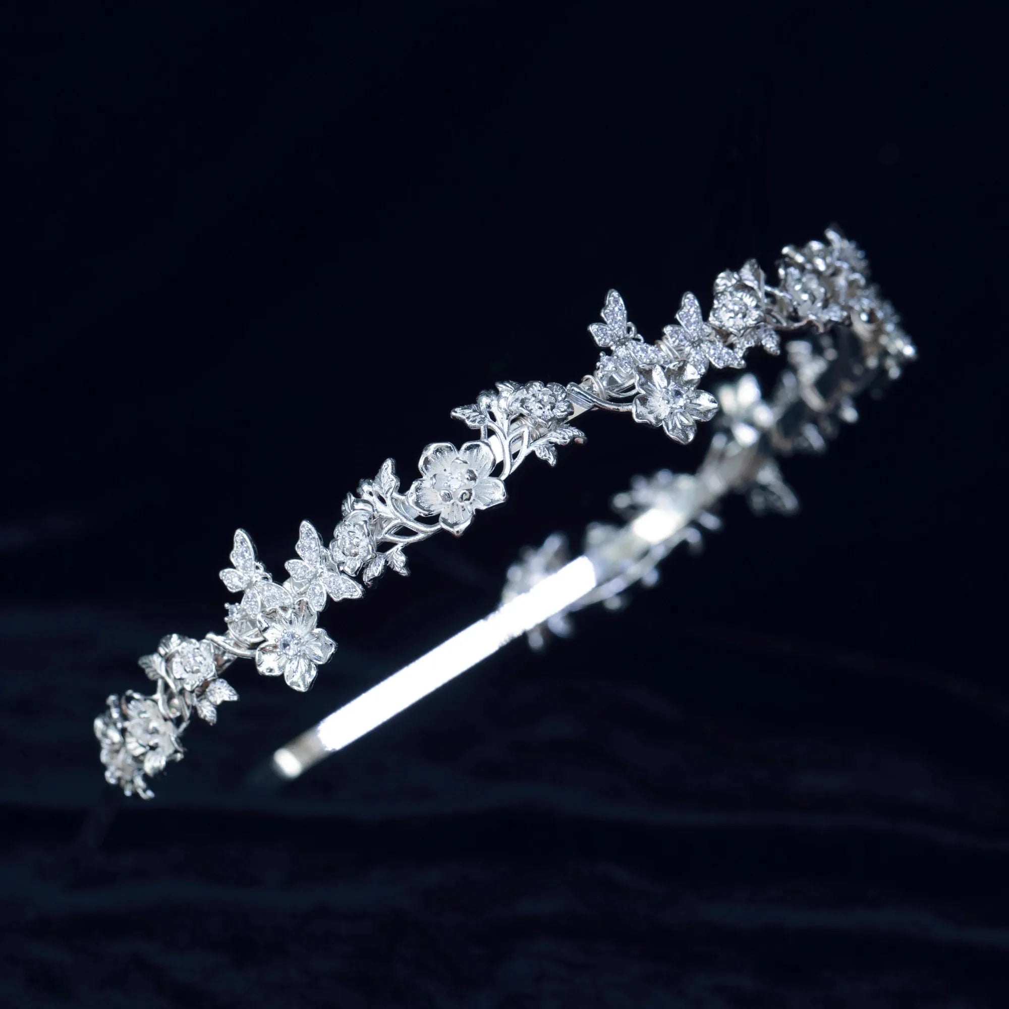 Flower Headband Hairband Tiara Silver Color Headpiece For Bride Zircon Headwear Crown Bridal Hair Jewelry Wedding Accessories a
