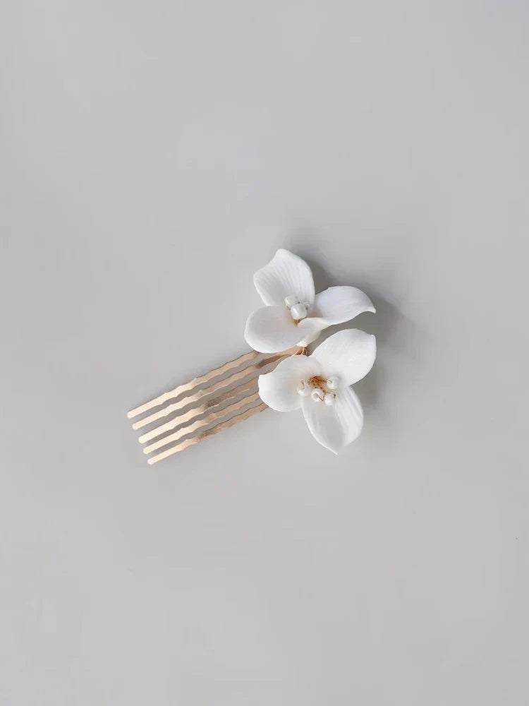 Bridal Jewelry Porcelain Flower Hair Comb Clip Pin Women Girl Head Piece For Bride Bridesmaids Hairpin Wedding Accessories 1pc gold color