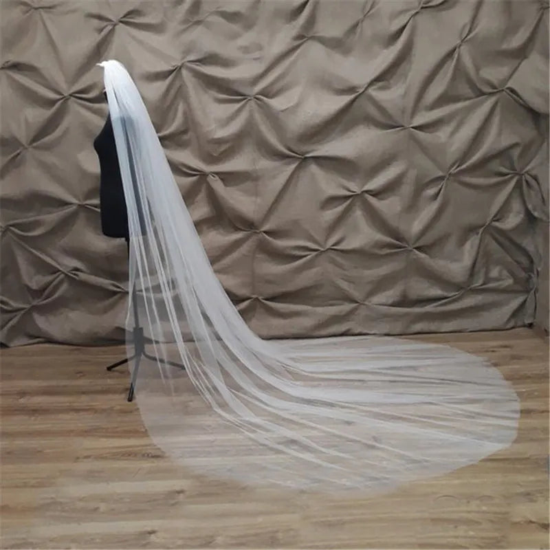Champagne Wedding Veil, Ivory Simple Wedding Veil, One Layer White Wedding Veil, Simple Tulle Wedding Veil Black