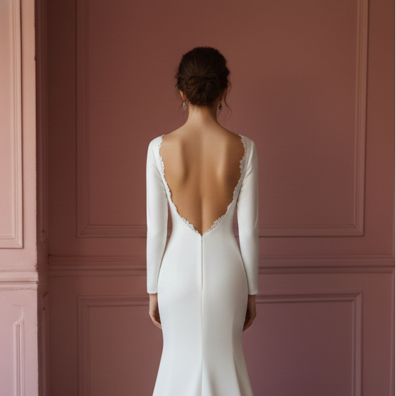 Satin Mermaid Wedding Dress Minimalist Long Traditional Wear