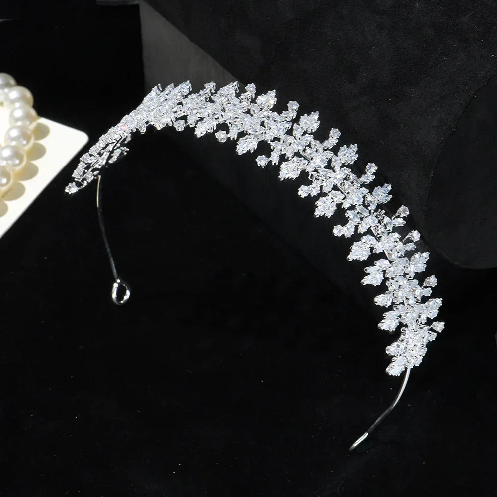 AAA Zircon Tiaras and Crowns Cubic Zirconia Headband For Brides Women CZ Headpiece Bridal Jewelry Wedding Hair Accessories b