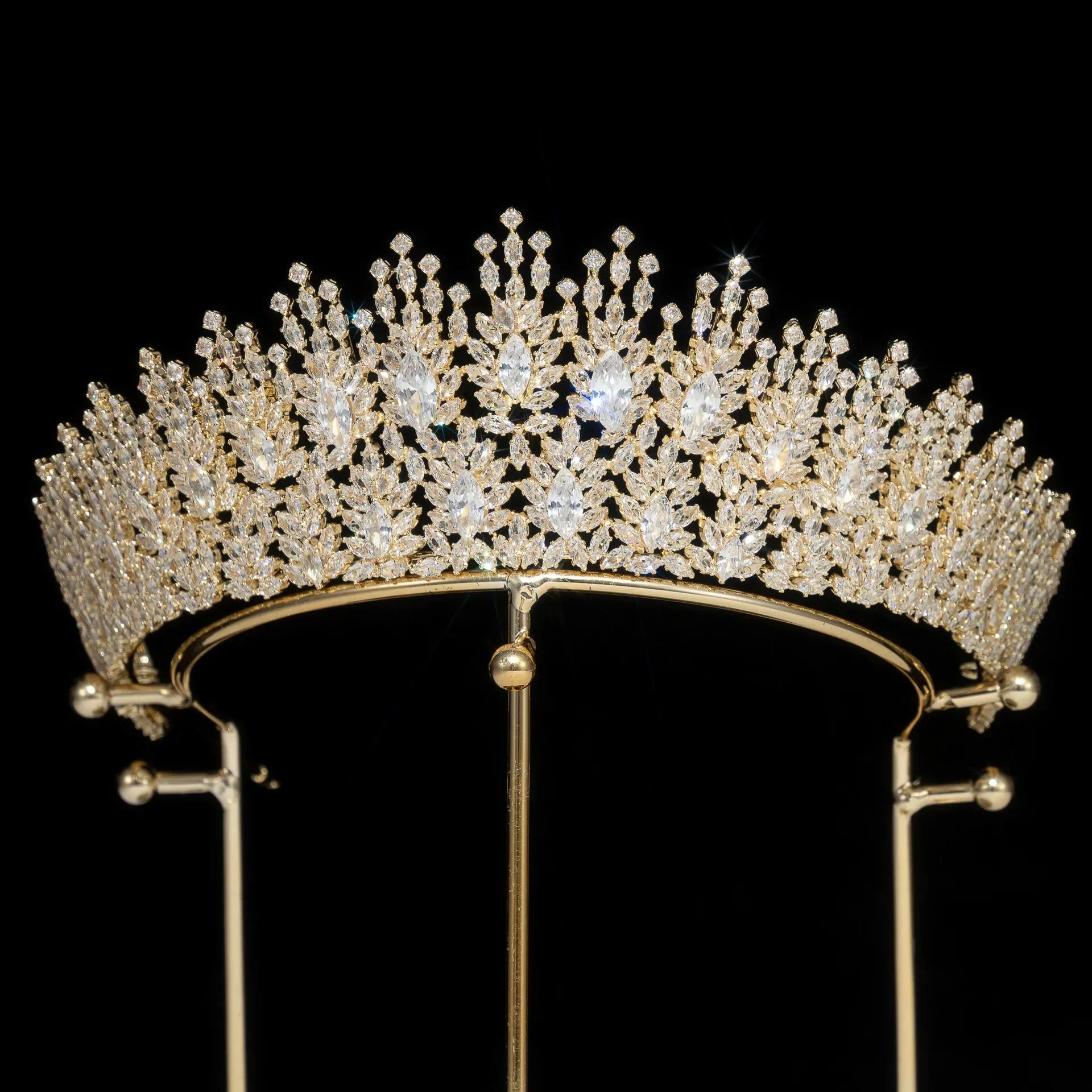 AAA Zircon Tiaras and Crowns Cubic Zirconia CZ Headband For Brides Prom Pageant Diadem Wedding Hair Accessories Bridal Jewelry gold color