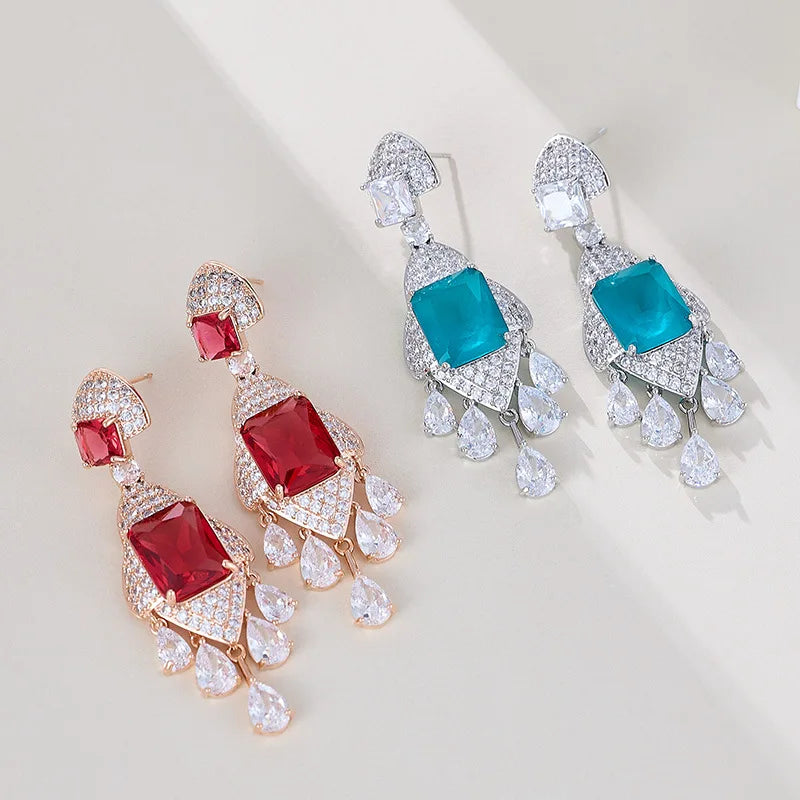 Vintage AAA Zircon Bridal Earrings CZ Cubic Zirconia Wedding Earring For Women Brides Accessories Dinner Party Dress Jewelry