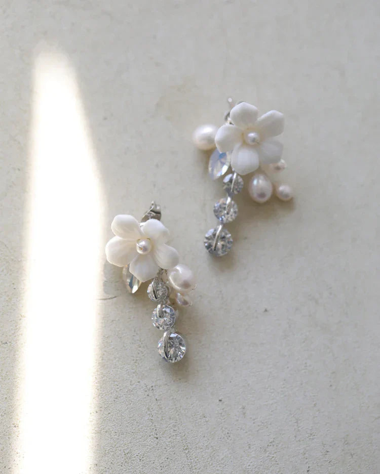 Gold Color Headband Freshwater Pearl Headpiece For Brides Porcelain Flower Hairband Wedding Accessories Bridal Hair Jewelry silver color 1