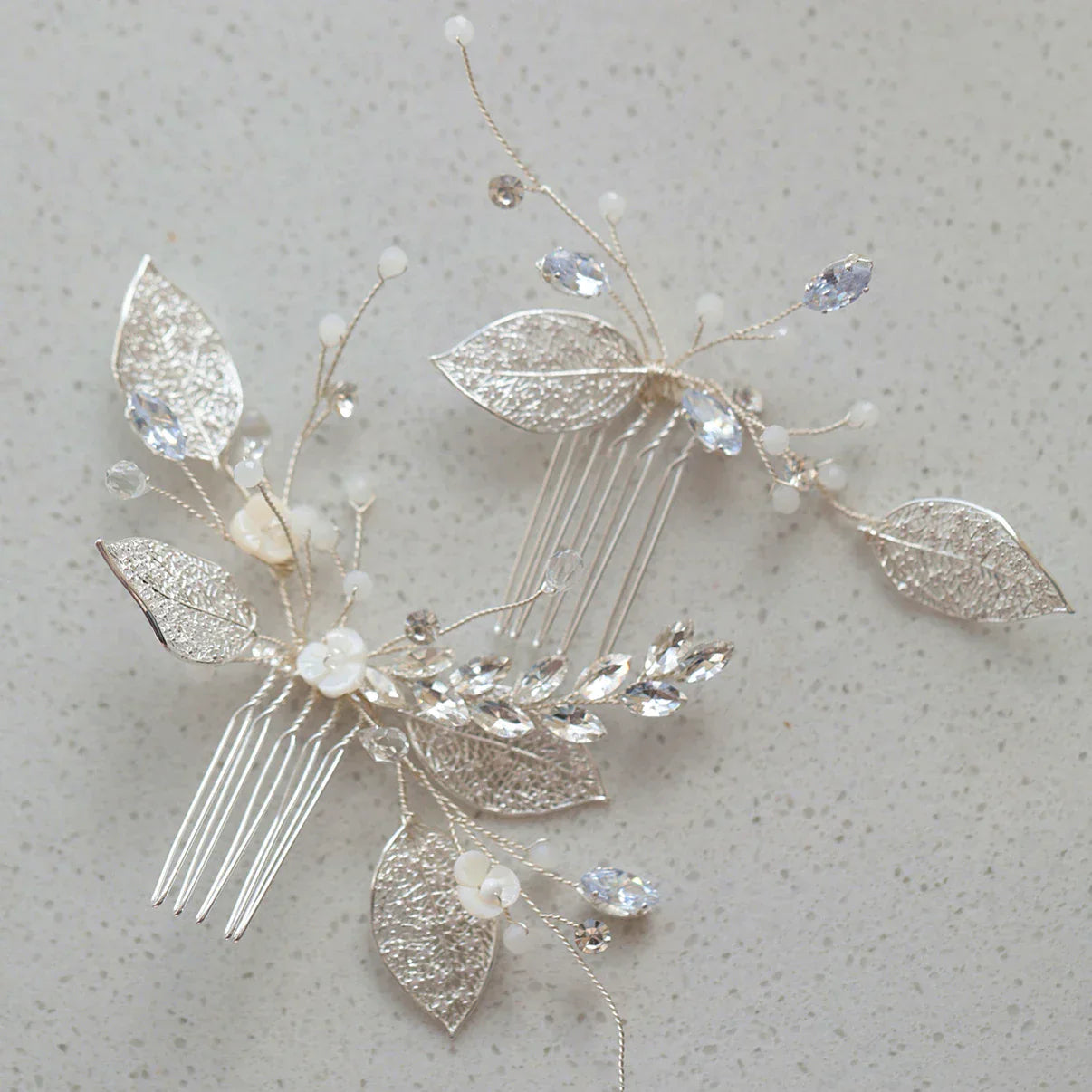 Wedding Accessories Zircon Crystal Hair Comb Pin Clip Silver Color Leaf Head Piece For Brides Bridesmaids Hairpin Bridal Jewelry a