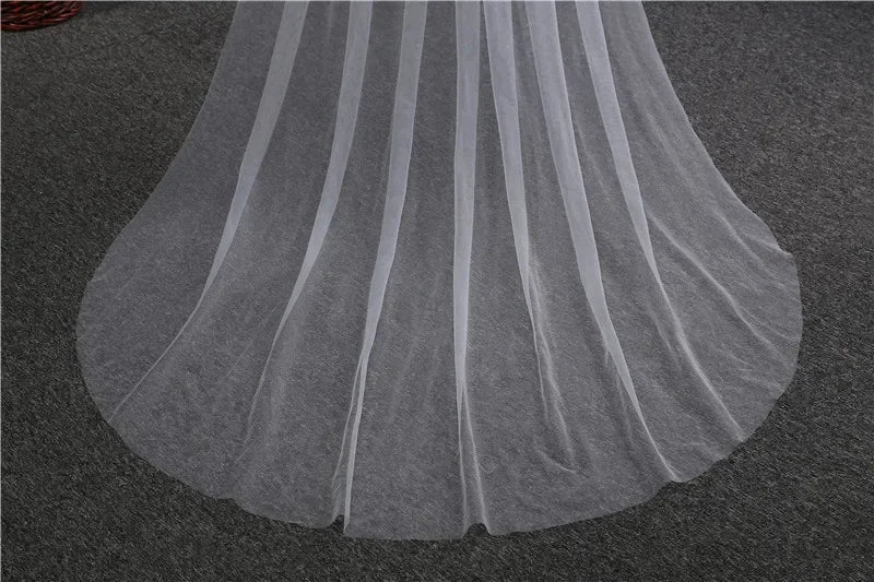 Cut Edge Soft Tulle Cathedral Length Bridal Veil 1 Layer Long Wedding Veil