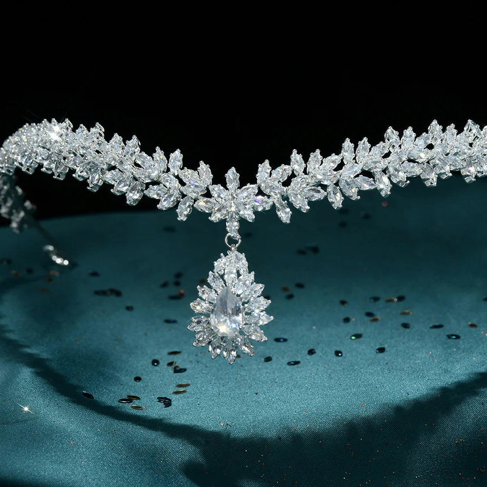 Bridal Hair Jewelry CZ Zircon Tiara Headband Cubic Zirconia Headpiece Crown For Brides Women Prom Headdress Wedding Accessories