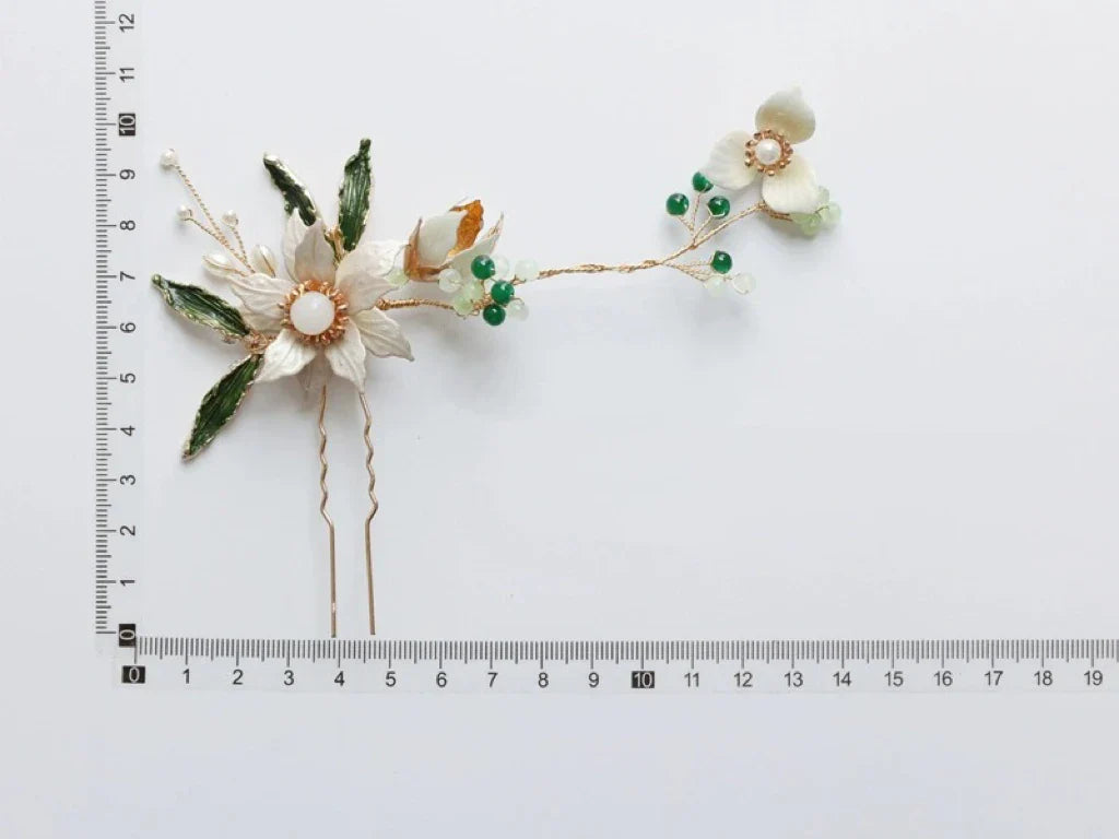 Flower Leaf Hair Pin Clip Imitation Pearl Hairpin For Bride Women Party Gold Color Head Piece Wedding Accessories Bridal Jewelry