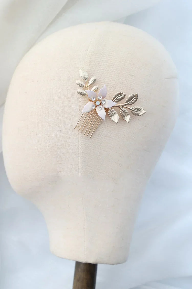 Wedding Accessories Gold Color Flower Hair Comb Pin Clip Crystal Hairpins For Brides Bridesmaids Leaf Head pieces Bridal Jewelry