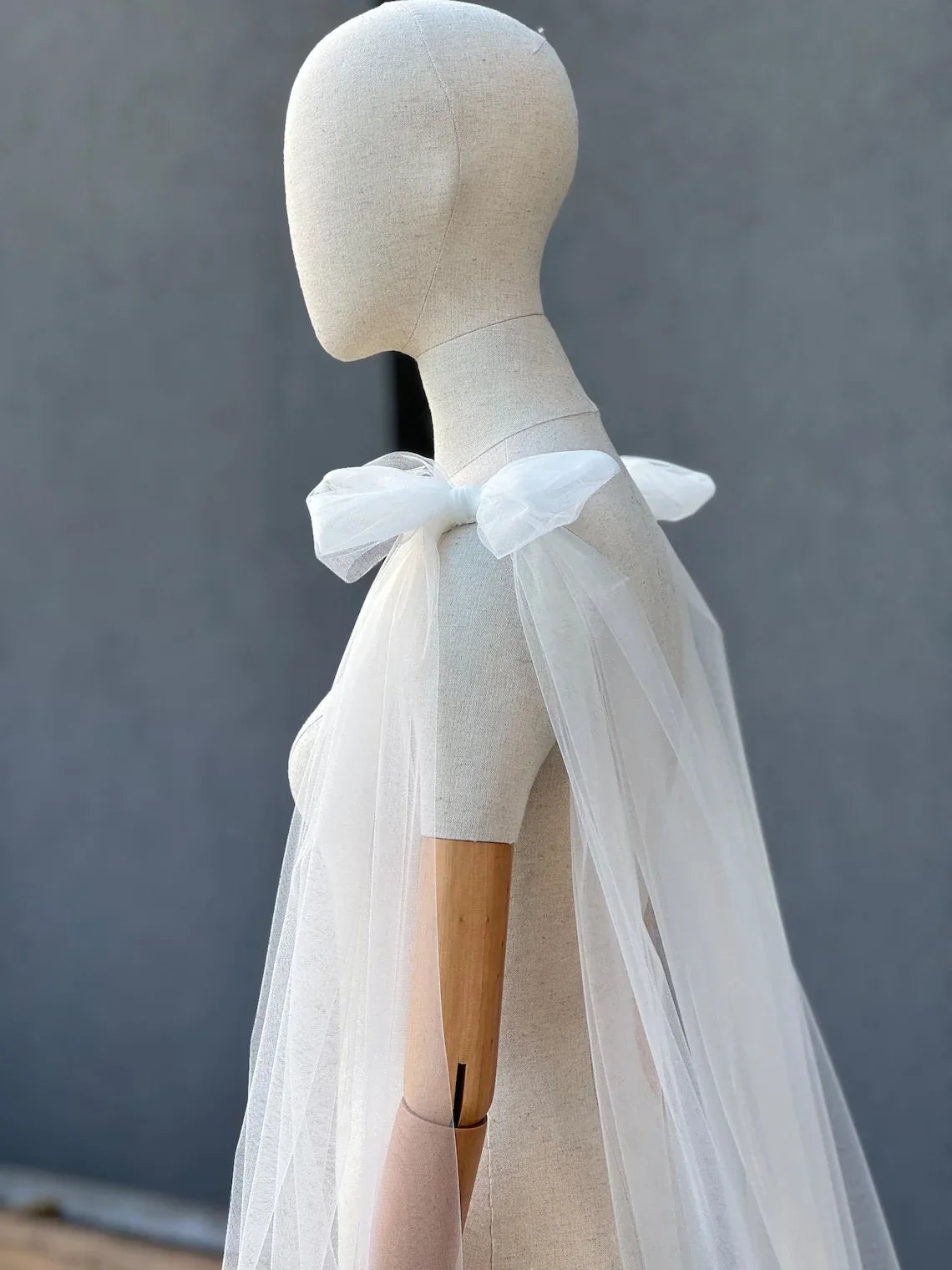 Bow Wedding Sleeves, Detachable Sleeves for Dress, Bow Wings , Detachable Shoulder Capes Veil