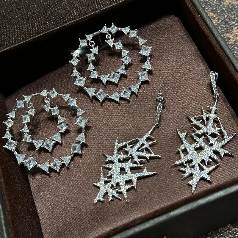 Star AAA Zircon Bridal Earrings CZ Cubic Zirconia Wedding Earring For Brides Accessories Women Party Dinner Dress Jewelry