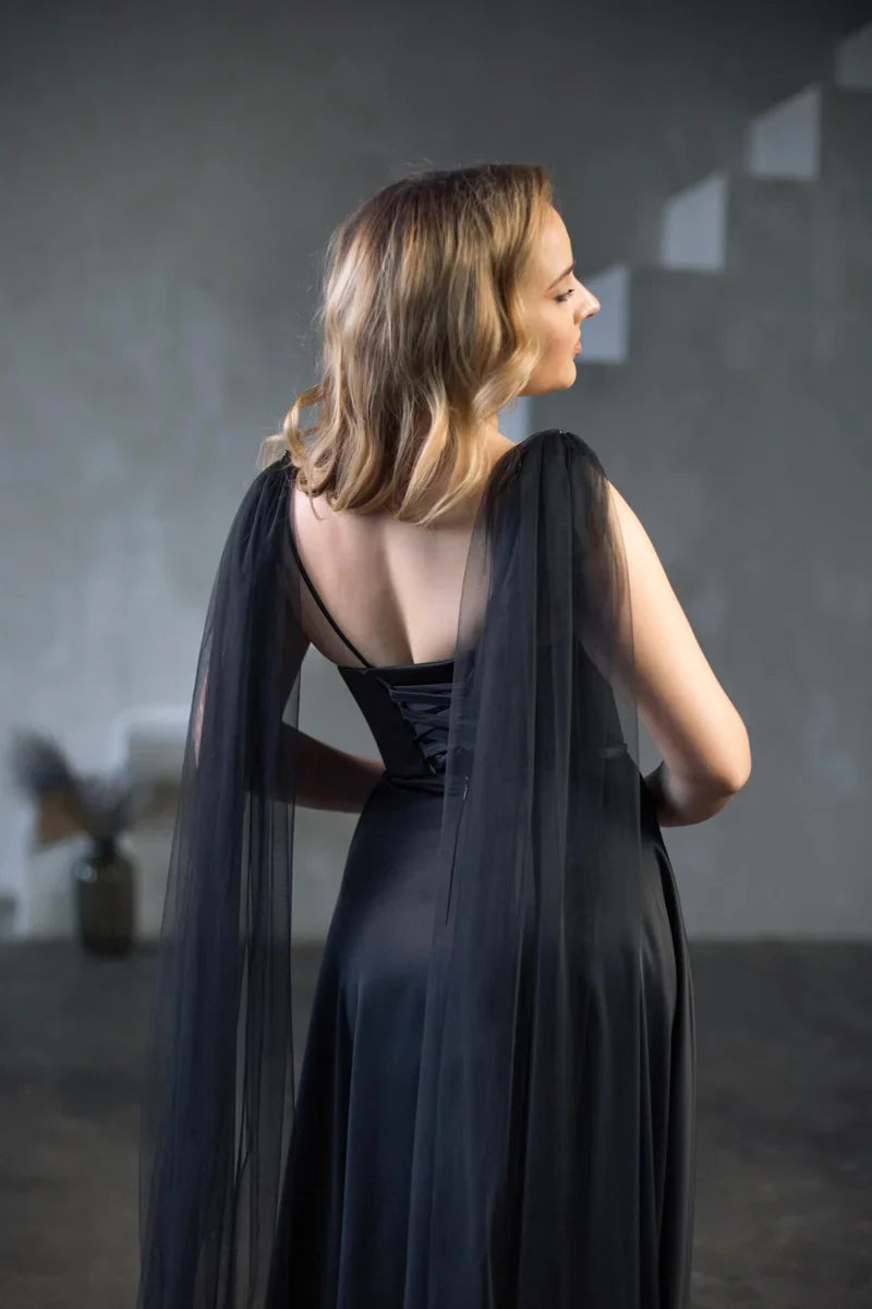 Wings Wedding Accessories Black Bridal Cape Veils Chapel Length