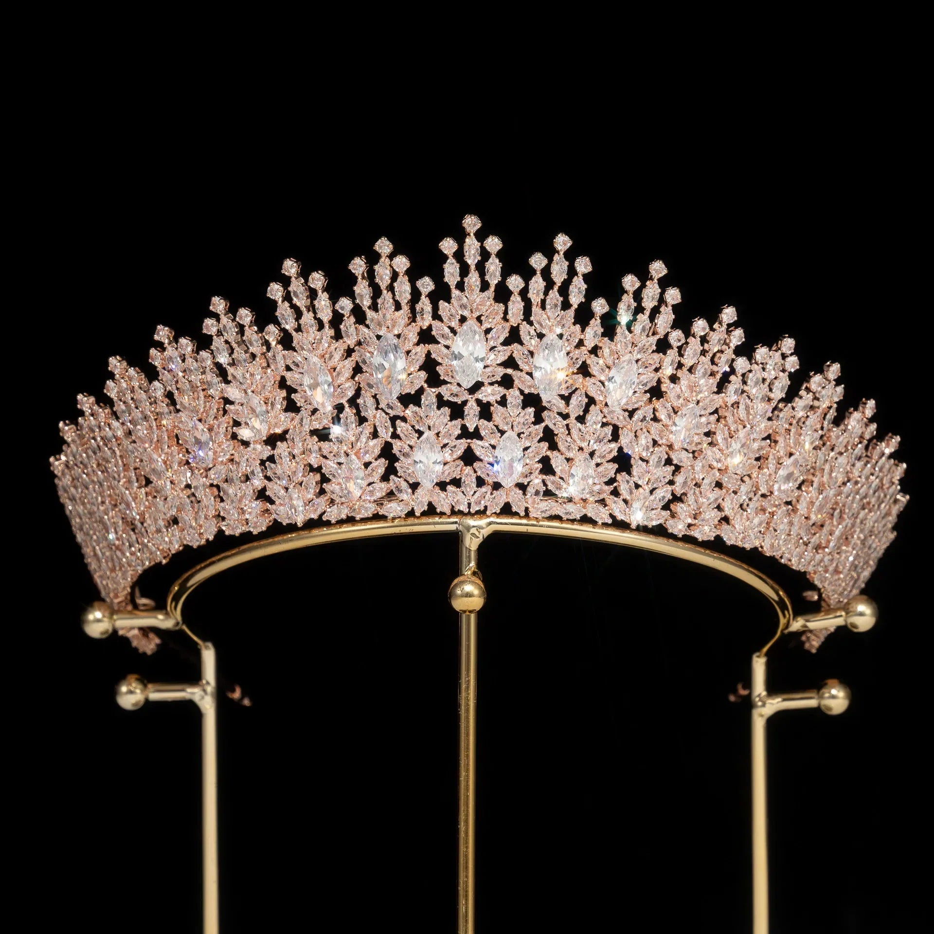 AAA Zircon Tiaras and Crowns Cubic Zirconia CZ Headband For Brides Prom Pageant Diadem Wedding Hair Accessories Bridal Jewelry rose gold color