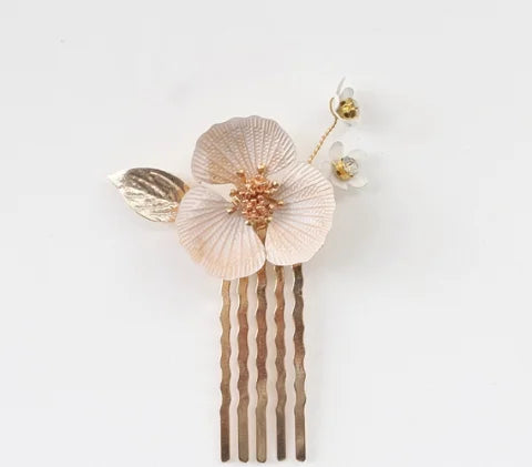 Bridal Jewelry Gold Color Hair Pin Clip Flower Leaf Head Piece For Bride Bridesmaids Women Crystal Hairpin Wedding Accessories a