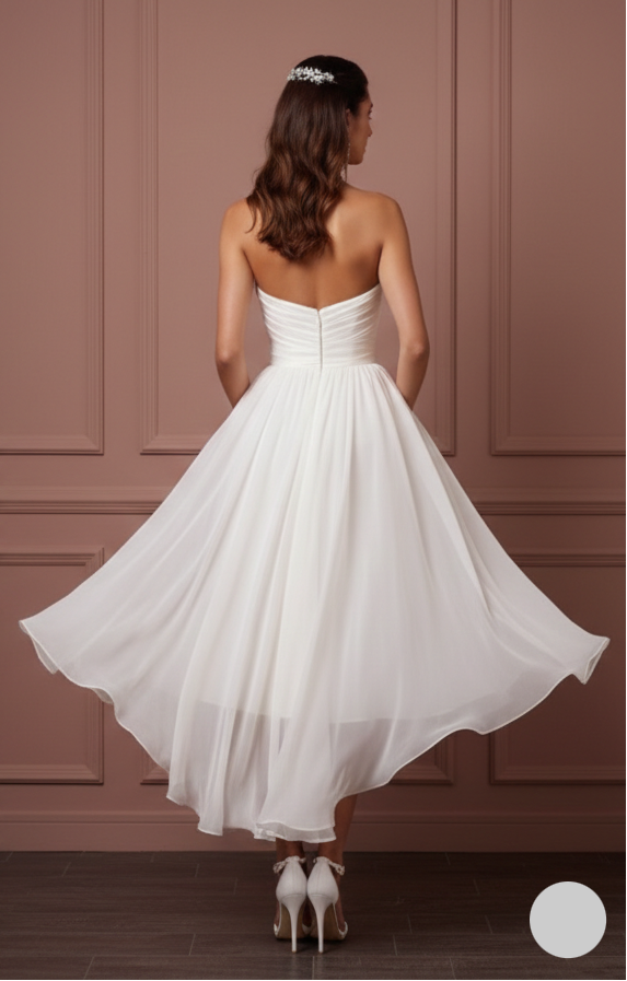 Short Flowy Wedding Dress Chiffon Fabric Light Weight Destination