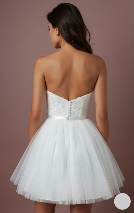 Short Sweetheart Wedding Dress Tulle Ball Gown Strapless