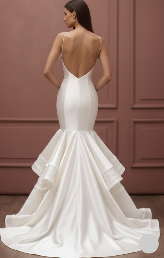 Silver White Wedding Dress Matte Finish Long Evening Bridal