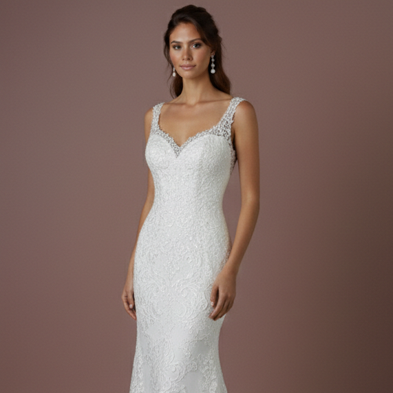 Sleeveless Wedding Dress Beaded Waistband Long Chiffon Skirt
