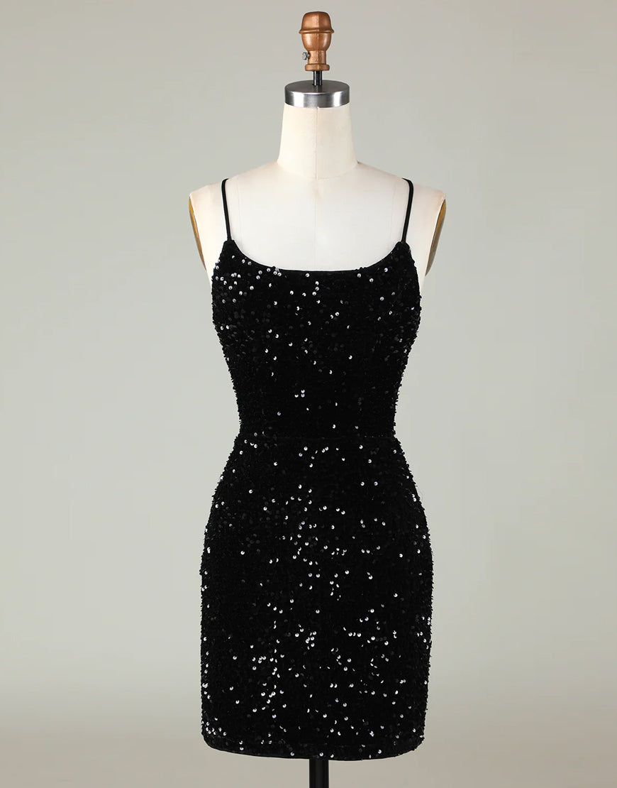 Short-Mini Spaghetti straps Corset Back Homecoming Dress