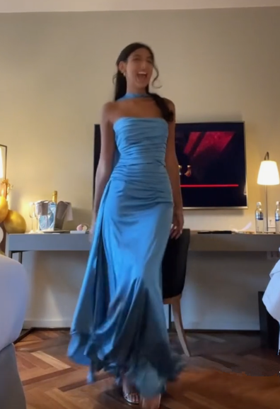 Chic Blue Long Prom Dress,Blue Evening Dress