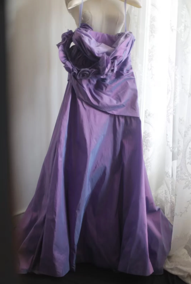Elegant Purple One Shoulder Satin Floral Mermaid Long Party Dress Formal Wedding Guest Dress