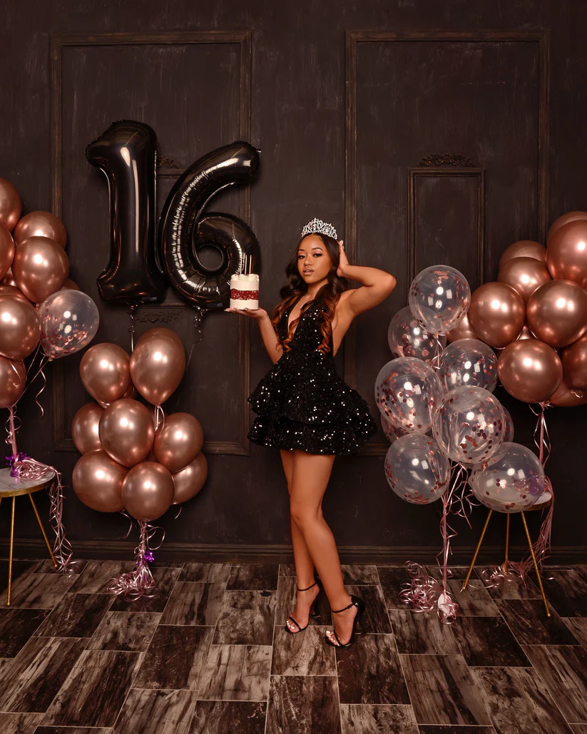 Black Sequins A-line Party Dress,Black Homecoming Dress